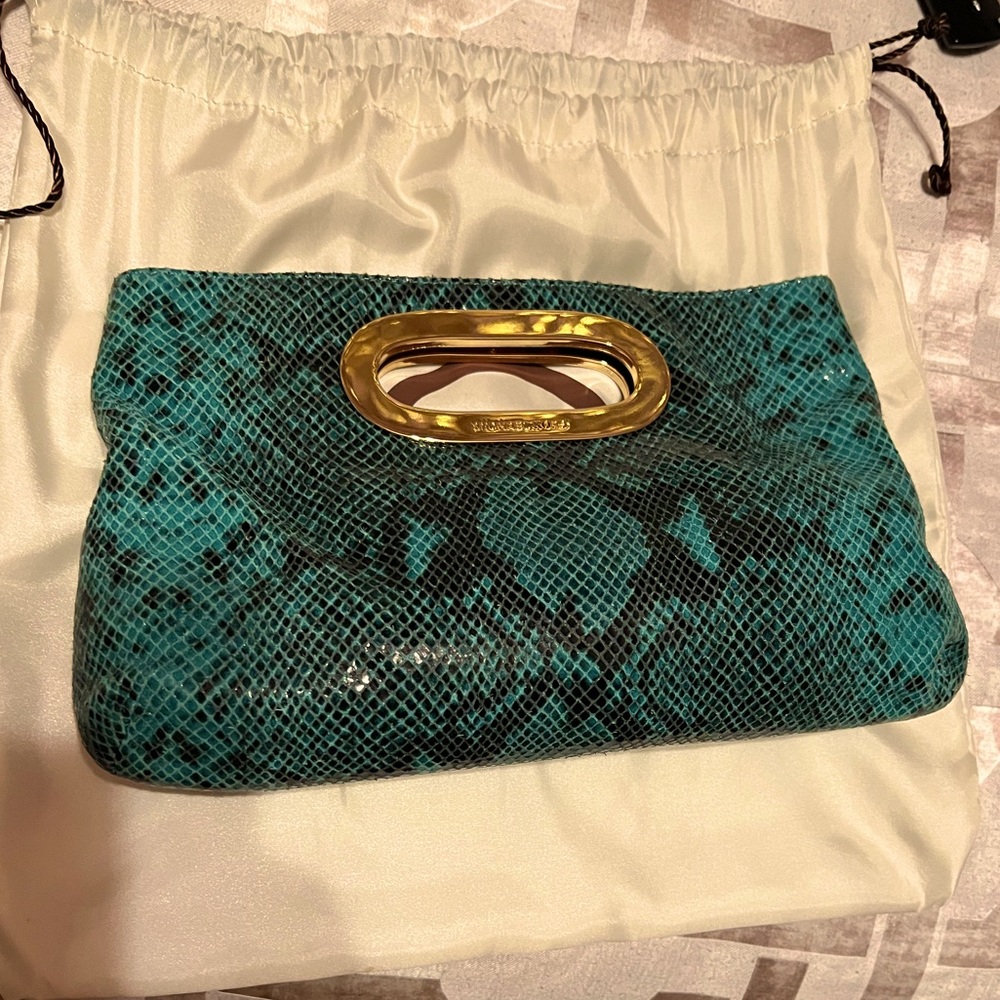 MIcheal Kors MK small handbag teal snake print